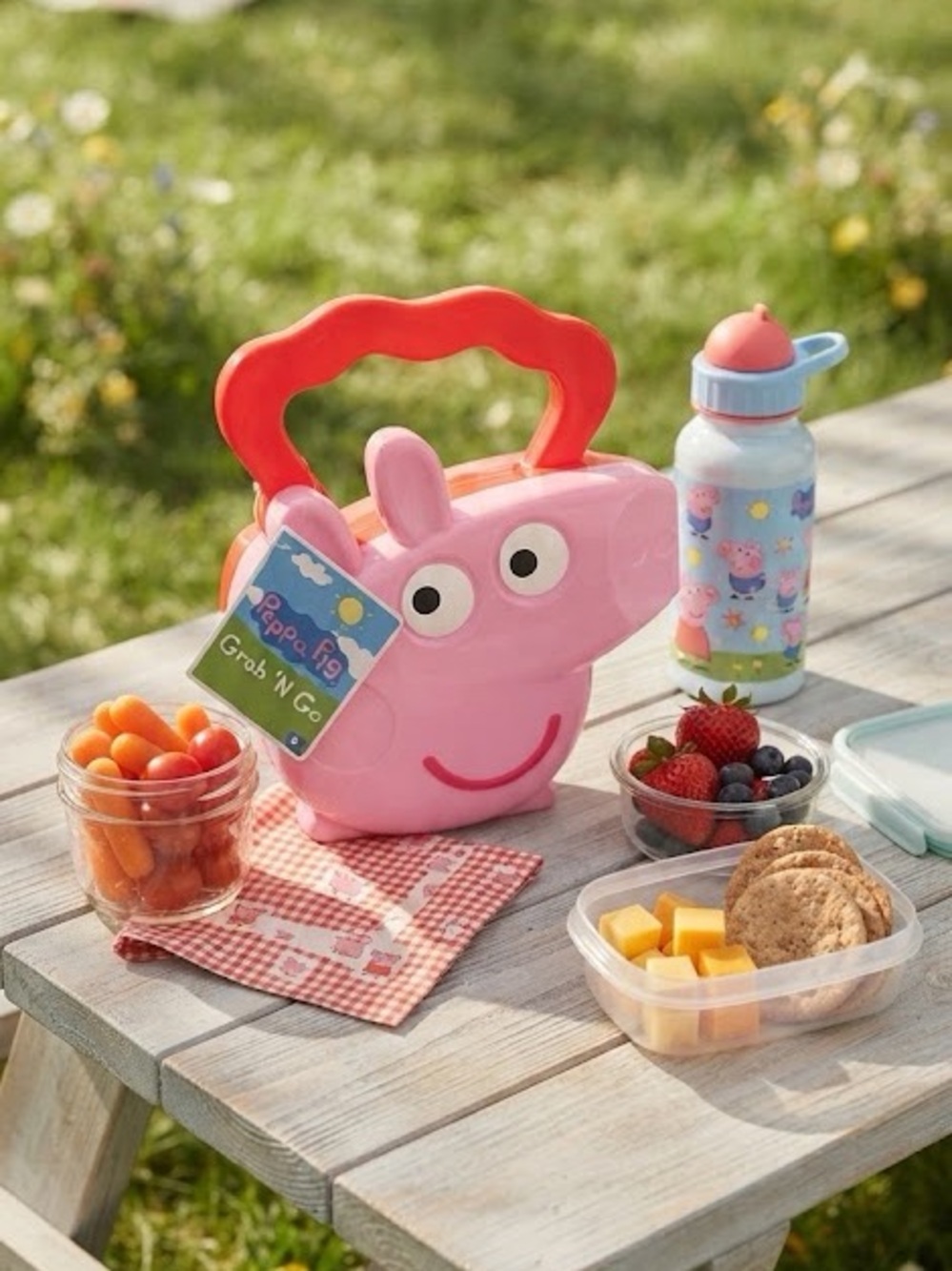 Peppa Pig Grab & Go Snack Container | Lunch Box with Handles | NWT